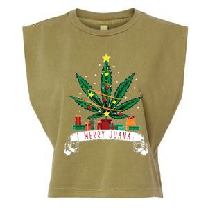 Merry Juana Funny Holiday Christmas Marijuana Weed Stoner Garment-Dyed Women's Muscle Tee