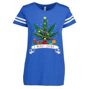 Merry Juana Funny Holiday Christmas Marijuana Weed Stoner Enza Ladies Jersey Football T-Shirt