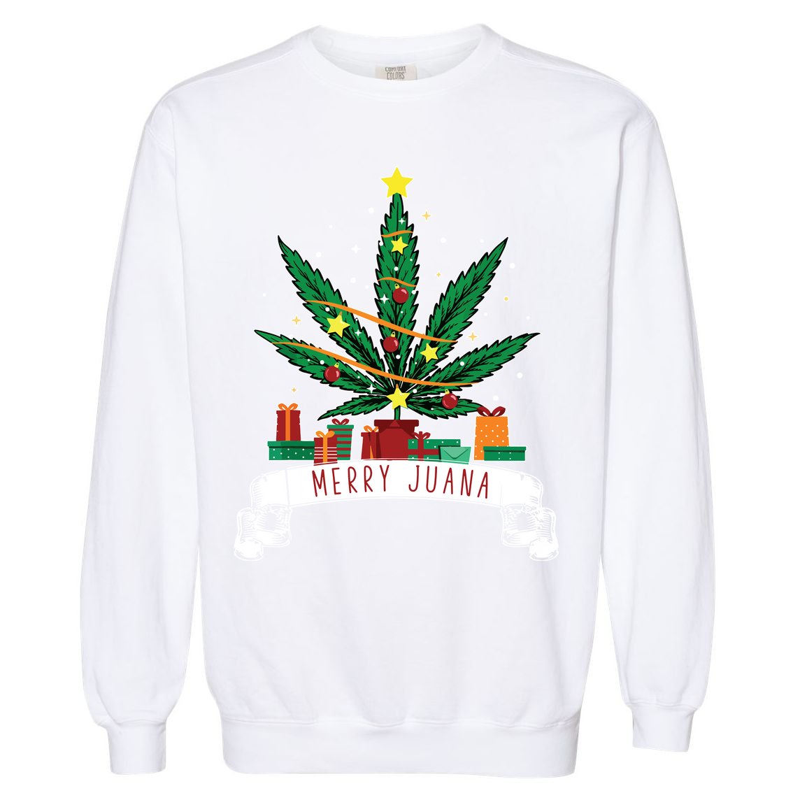 Merry Juana Funny Holiday Christmas Marijuana Weed Stoner Garment-Dyed Sweatshirt