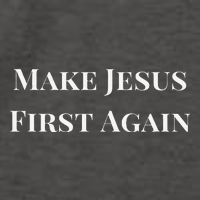 Make Jesus First Again Religious Faith And Political Slogan Vector Backpack