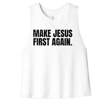 Make Jesus Great Again Christian Faith Message Women's Racerback Cropped Tank