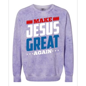 Make Jesus Great Again Red White And Blue Colorblast Crewneck Sweatshirt