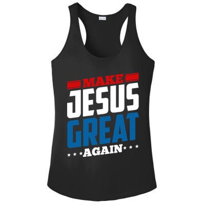 Make Jesus Great Again Red White And Blue Ladies PosiCharge Competitor Racerback Tank