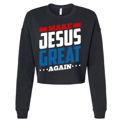 Make Jesus Great Again Red White And Blue Cropped Pullover Crew