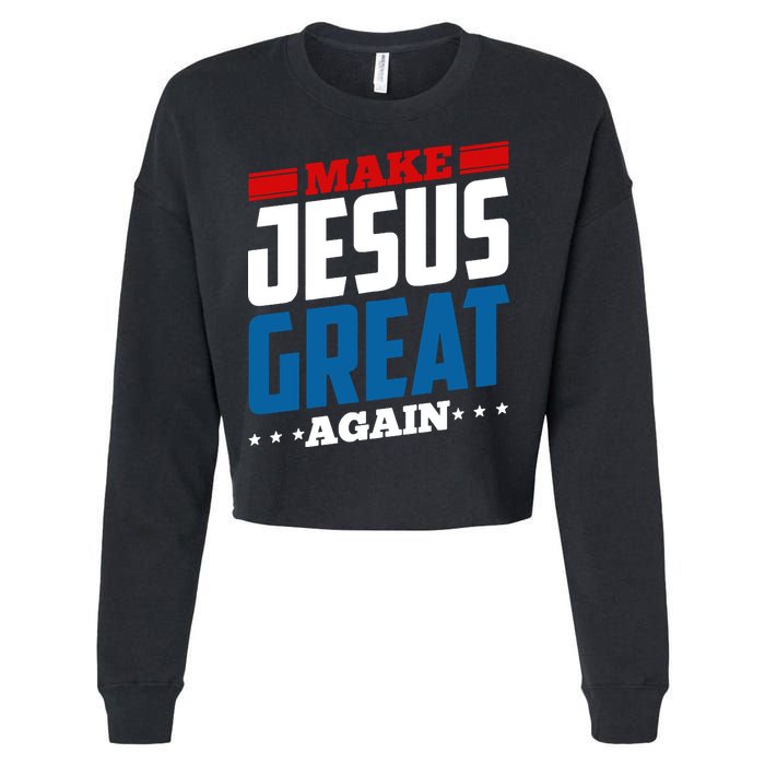Make Jesus Great Again Red White And Blue Cropped Pullover Crew