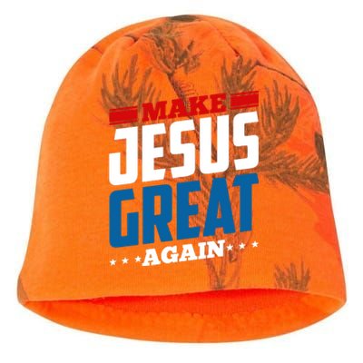 Make Jesus Great Again Red White And Blue Kati - Camo Knit Beanie