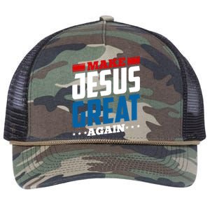 Make Jesus Great Again Red White And Blue Retro Rope Trucker Hat Cap