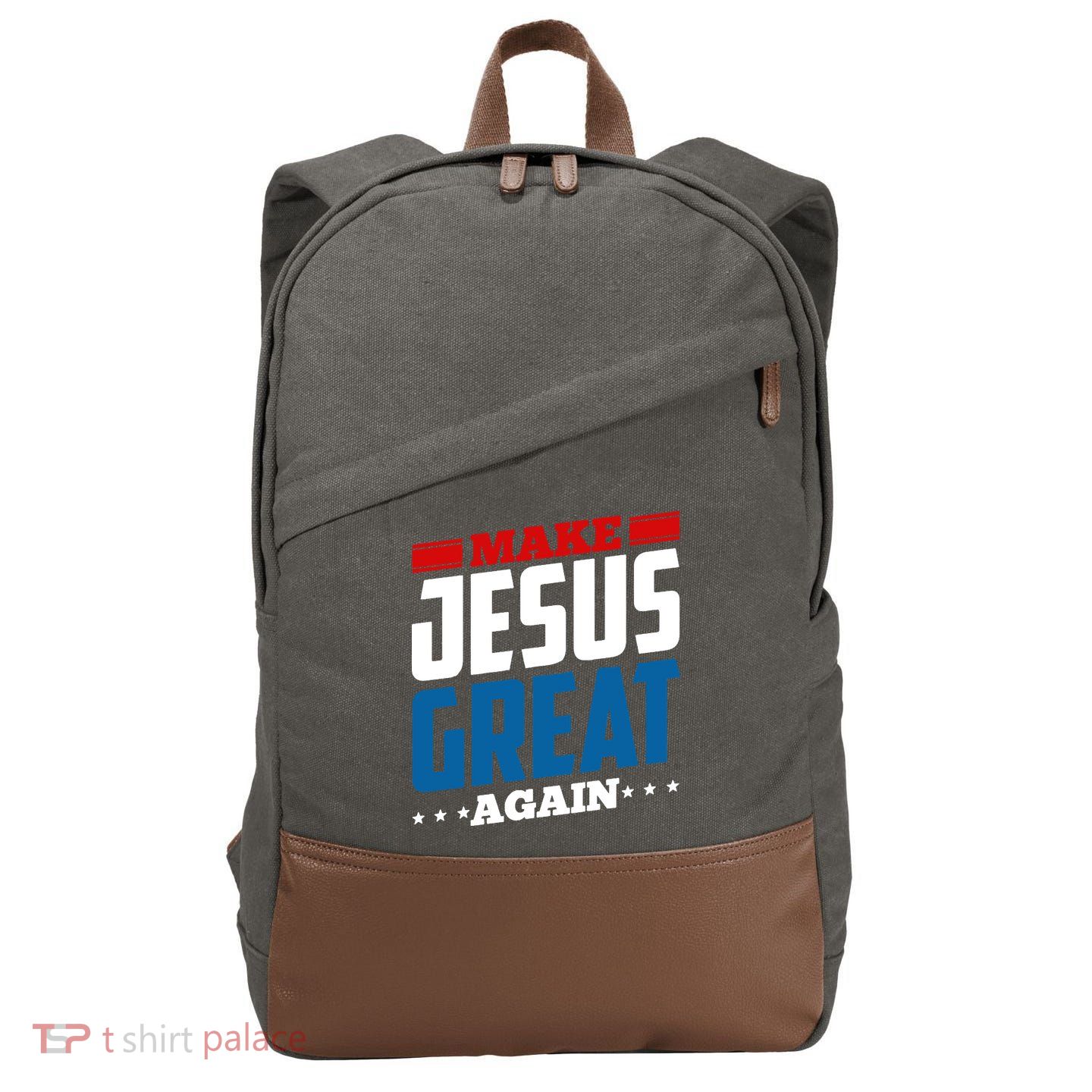Make Jesus Great Again Red White And Blue Cotton Canvas Backpack