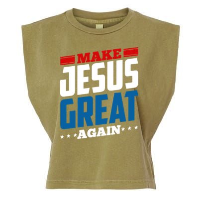 Make Jesus Great Again Red White And Blue Garment-Dyed Women's Muscle Tee