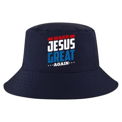 Make Jesus Great Again Red White And Blue Cool Comfort Performance Bucket Hat