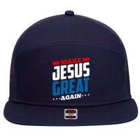 Make Jesus Great Again Red White And Blue 7 Panel Mesh Trucker Snapback Hat