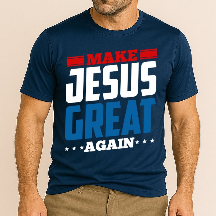 Make Jesus Great Again Red White And Blue Cooling Performance Crew T-Shirt