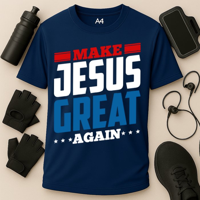 Make Jesus Great Again Red White And Blue Cooling Performance Crew T-Shirt