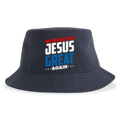 Make Jesus Great Again Red White And Blue Sustainable Bucket Hat