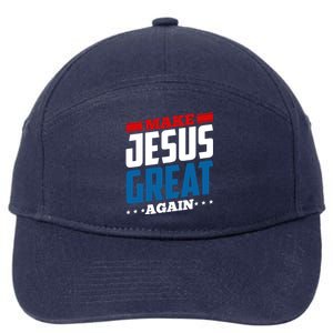 Make Jesus Great Again Red White And Blue 7-Panel Snapback Hat