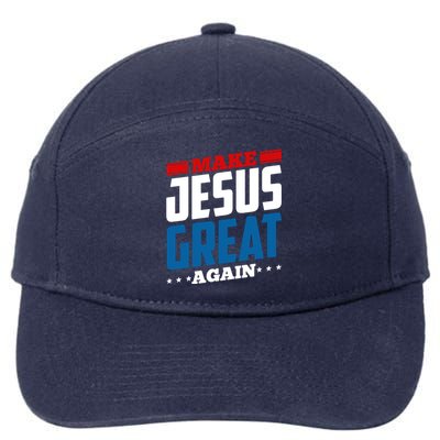 Make Jesus Great Again Red White And Blue 7-Panel Snapback Hat