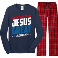 Make Jesus Great Again Red White And Blue Long Sleeve Pajama Set