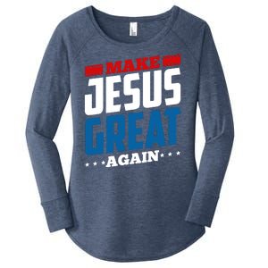 Make Jesus Great Again Red White And Blue Women's Perfect Tri Tunic Long Sleeve Shirt