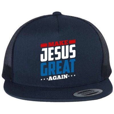 Make Jesus Great Again Red White And Blue Flat Bill Trucker Hat