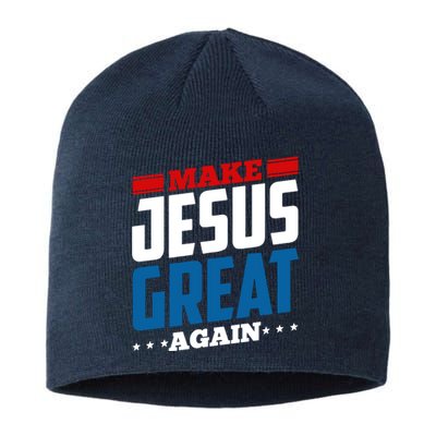 Make Jesus Great Again Red White And Blue Sustainable Beanie