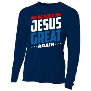 Make Jesus Great Again Red White And Blue Cooling Performance Long Sleeve Crew