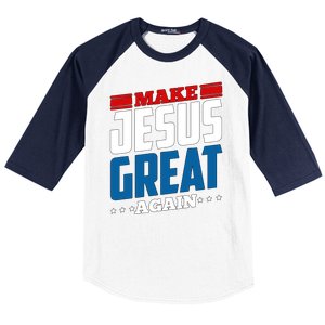 Make Jesus Great Again Red White And Blue Baseball Sleeve Shirt