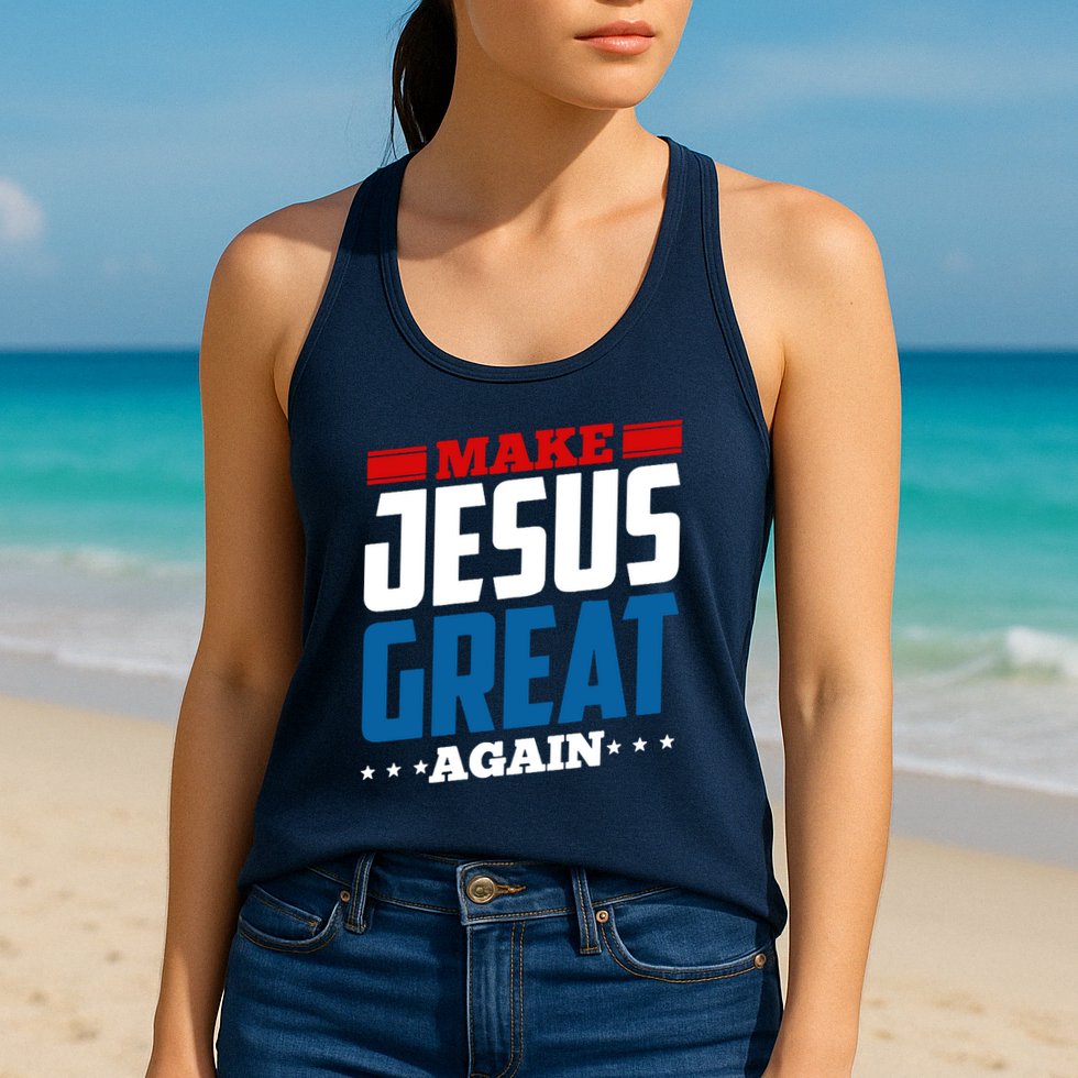 Make Jesus Great Again Red White And Blue Womens Tank Top