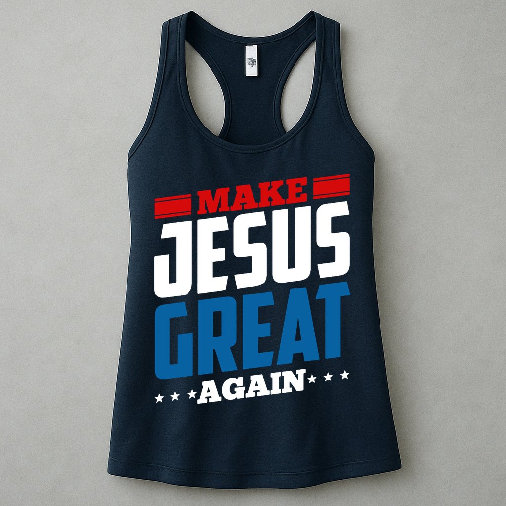 Make Jesus Great Again Red White And Blue Womens Tank Top