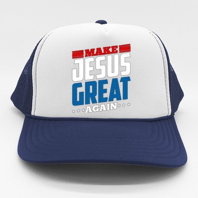 Make Jesus Great Again Red White And Blue Trucker Hat