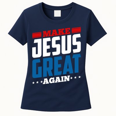 Make Jesus Great Again Red White And Blue Womens T-Shirt