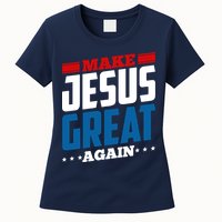 Make Jesus Great Again Red White And Blue Womens T-Shirt