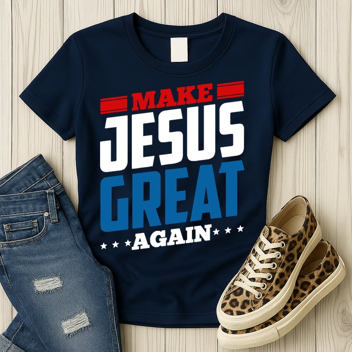 Make Jesus Great Again Red White And Blue Womens T-Shirt