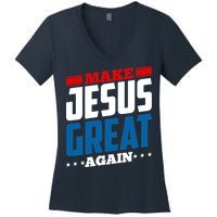 Make Jesus Great Again Red White And Blue Women's V-Neck T-Shirt