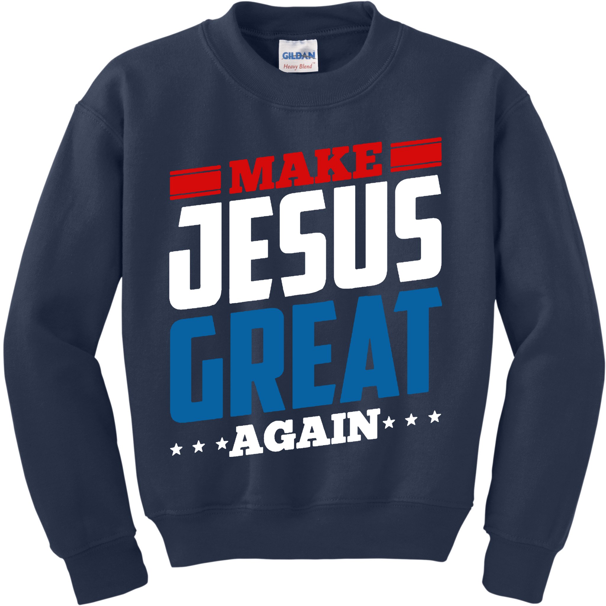 Make Jesus Great Again Red White And Blue Kids Sweatshirt