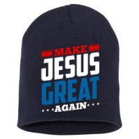 Make Jesus Great Again Red White And Blue Short Acrylic Beanie