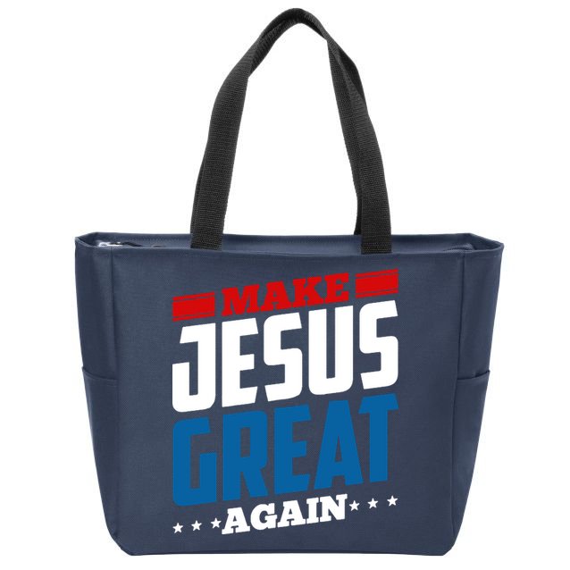 Make Jesus Great Again Red White And Blue Zip Tote Bag
