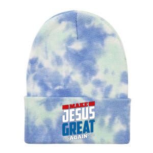 Make Jesus Great Again Red White And Blue Tie Dye 12in Knit Beanie