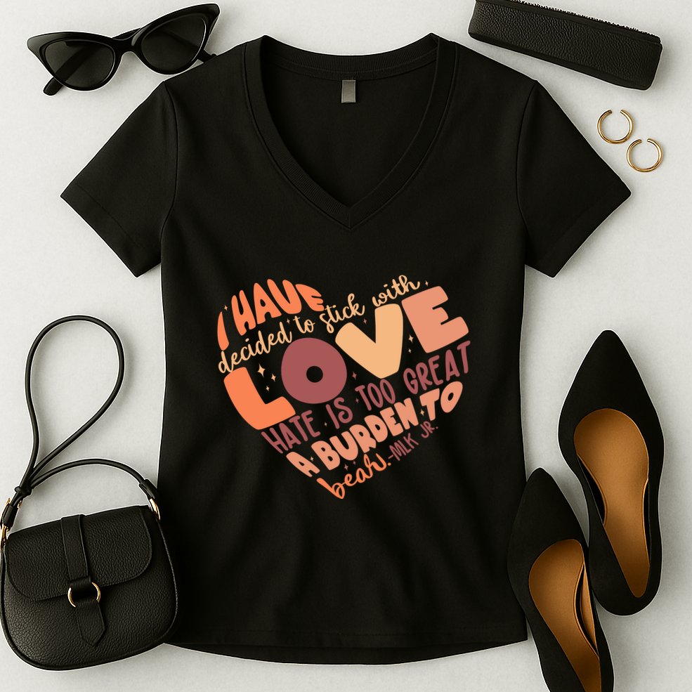 Mlk Jr I Have Decided To Stick With Love Hate Is Too Great A Burden To Bear Women's V-Neck T-Shirt