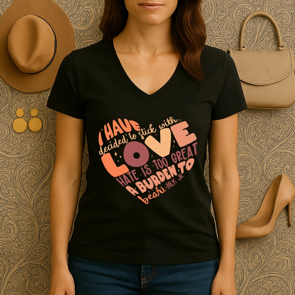 Mlk Jr I Have Decided To Stick With Love Hate Is Too Great A Burden To Bear Women's V-Neck T-Shirt