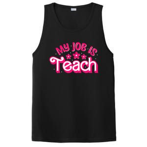 My Job Is Teach Funny Pink Retro Female Teacher Life PosiCharge Competitor Tank