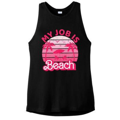 My Job Is Beach Retro Vintage Funny Gift Beach Jobs Ladies PosiCharge Tri-Blend Wicking Tank