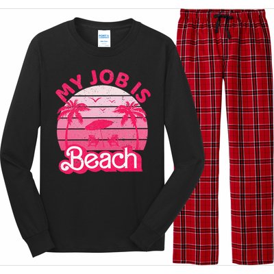 My Job Is Beach Retro Vintage Funny Gift Beach Jobs Long Sleeve Pajama Set