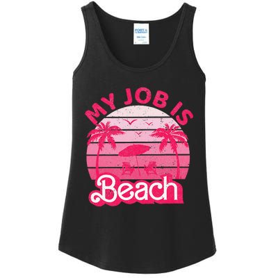 My Job Is Beach Retro Vintage Funny Gift Beach Jobs Ladies Essential Tank