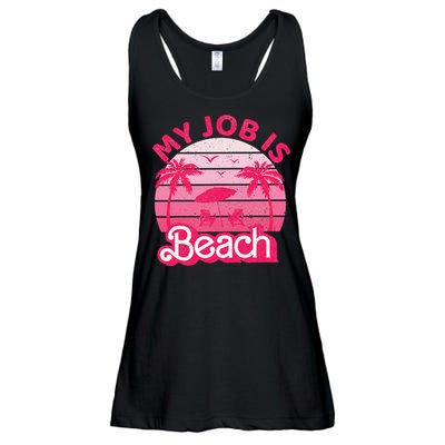 My Job Is Beach Retro Vintage Funny Gift Beach Jobs Ladies Essential Flowy Tank