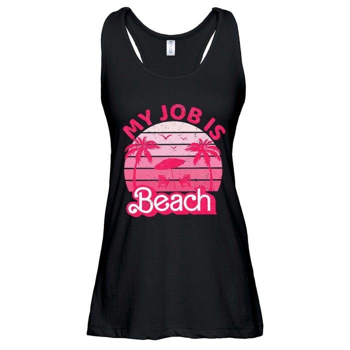 My Job Is Beach Retro Vintage Funny Gift Beach Jobs Ladies Essential Flowy Tank