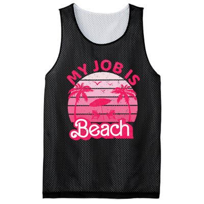 My Job Is Beach Retro Vintage Funny Gift Beach Jobs Mesh Reversible Basketball Jersey Tank