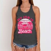 My Job Is Beach Retro Vintage Funny Gift Beach Jobs Women's Knotted Racerback Tank