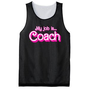 My Job Is Coach Pink Retro Funny Coach Mom Mesh Reversible Basketball Jersey Tank