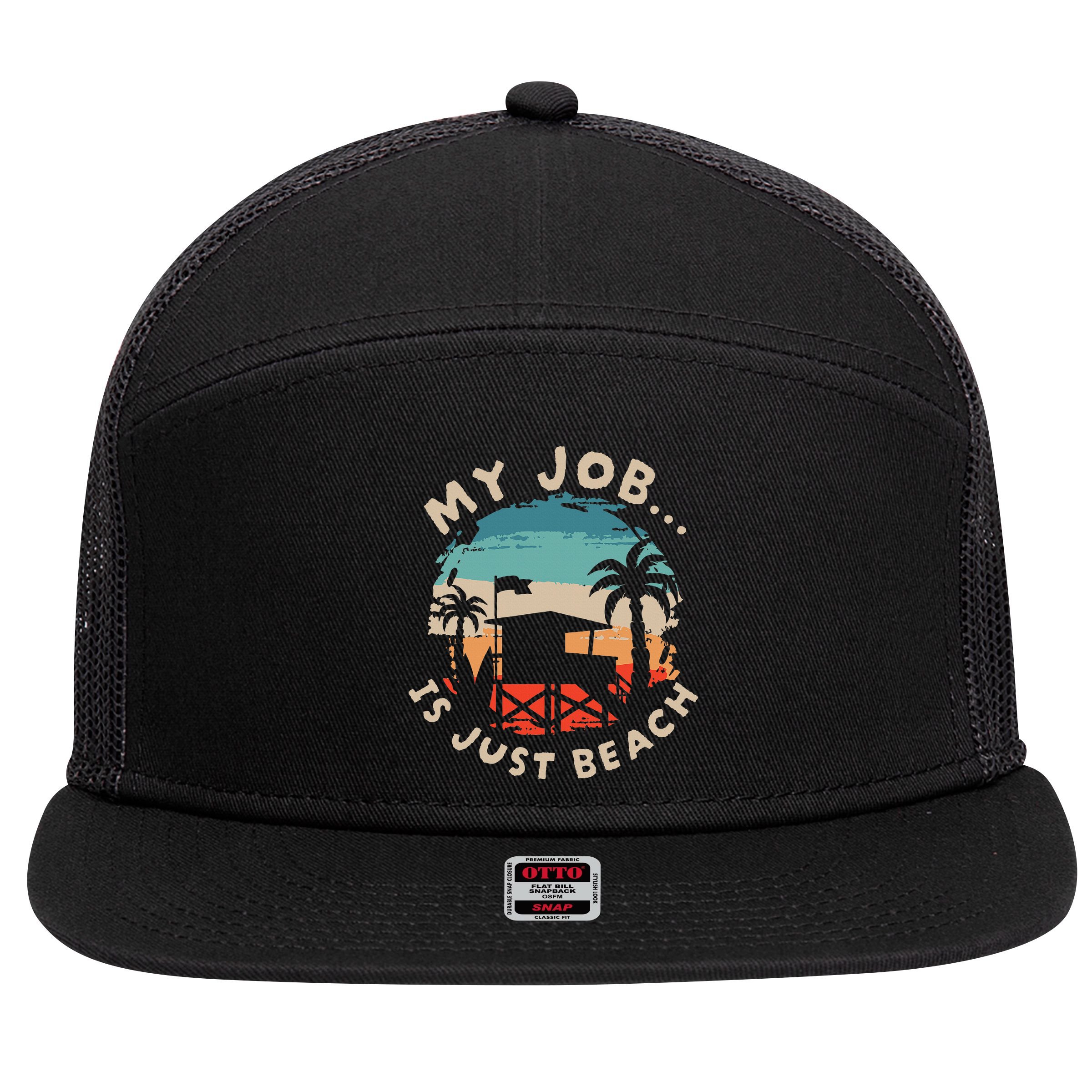 My Job Is The Beach 7 Panel Mesh Trucker Snapback Hat