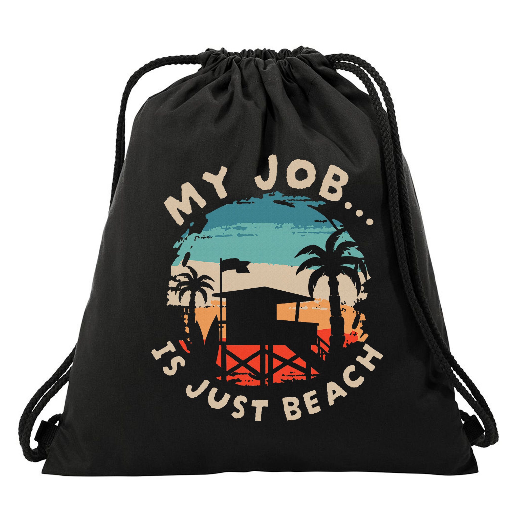 My Job Is The Beach Drawstring Bag